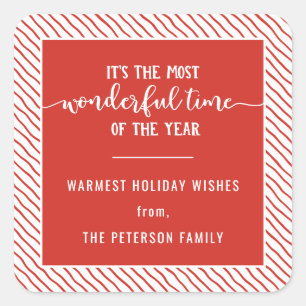 The Most Wonderful Time Of Year Red Holiday Square Sticker