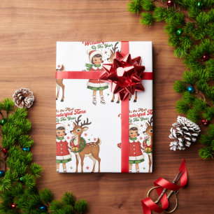 The Most Wonderful Time Vintage Christmas Wrapping Paper