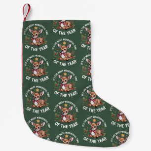 The Most Wonderful Time Vintage Deer Christmas Small Christmas Stocking