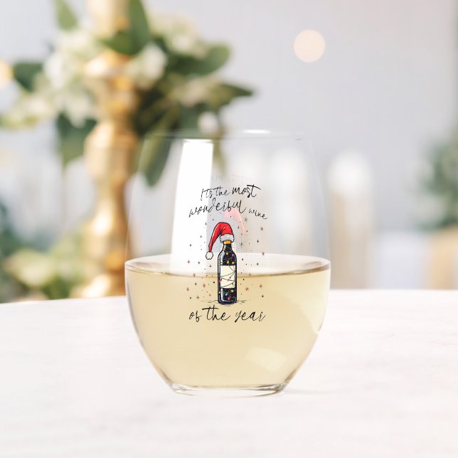 The Most Wonderful Wine of the Year  Stemless Wine Glass (Insitu (Wedding))