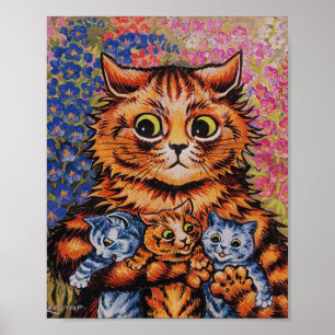 The Mother Cat - Louis Wain Artwork - Funny Cats Poster