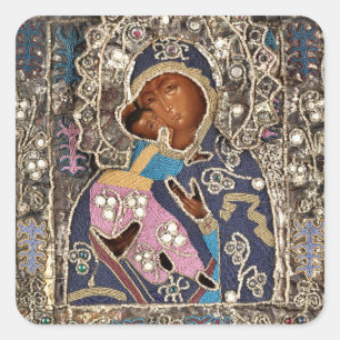 The Mother of God Vladimirskaya Orthodox Icon      Square Sticker