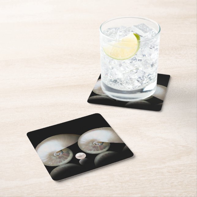 The Mother of Pearl Square Paper Coaster (Insitu)
