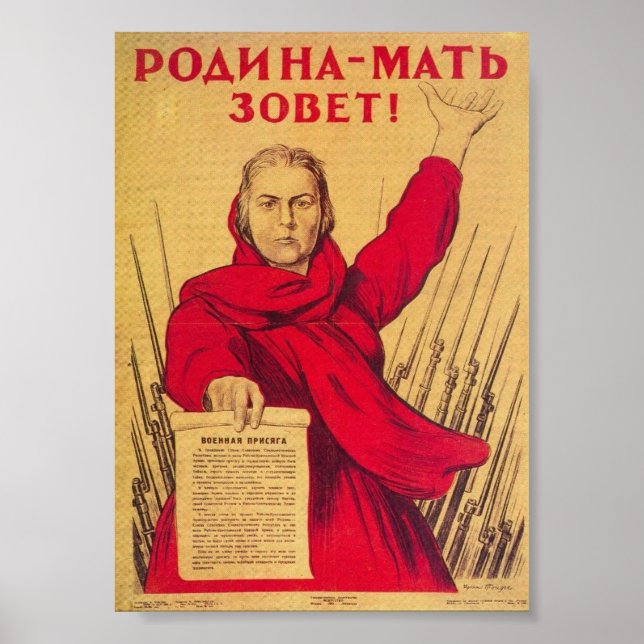 The Motherland Calls WW2 propaganda poster (Front)