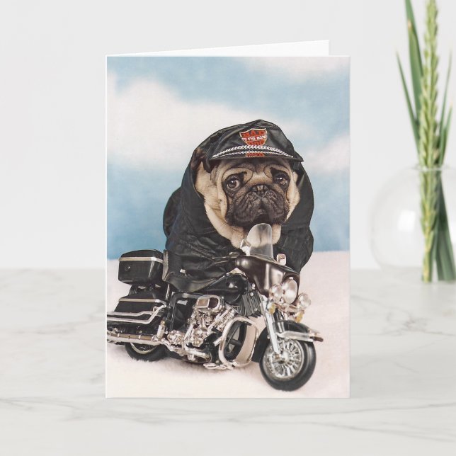 The Motorcycle Biker Pug Dog Card (Front)