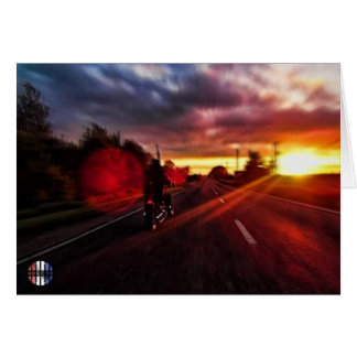 The motorcycle sunset card