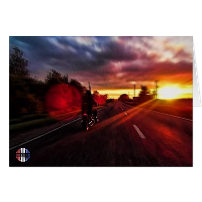 The motorcycle sunset card (Front Horizontal)