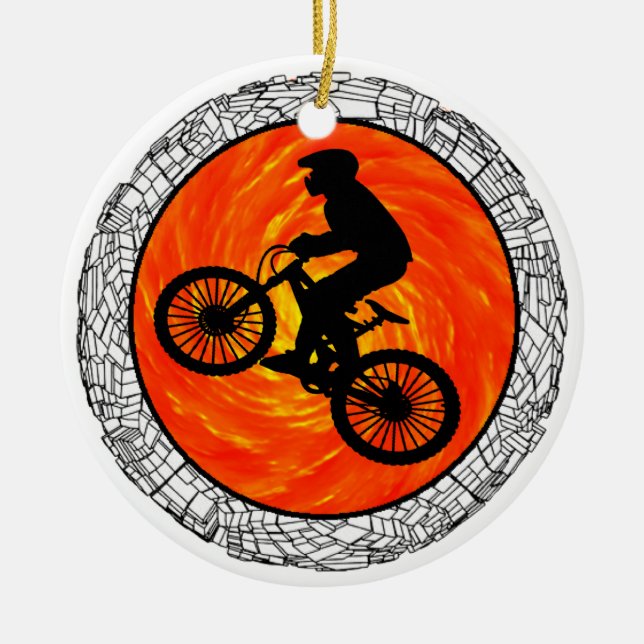 THE MOUNTAIN BIKERS CERAMIC TREE DECORATION (Front)