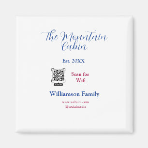 The mountain cabin add family name Q R scan wifi  Magnet