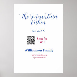 The mountain cabin add family name Q R scan wifi Poster