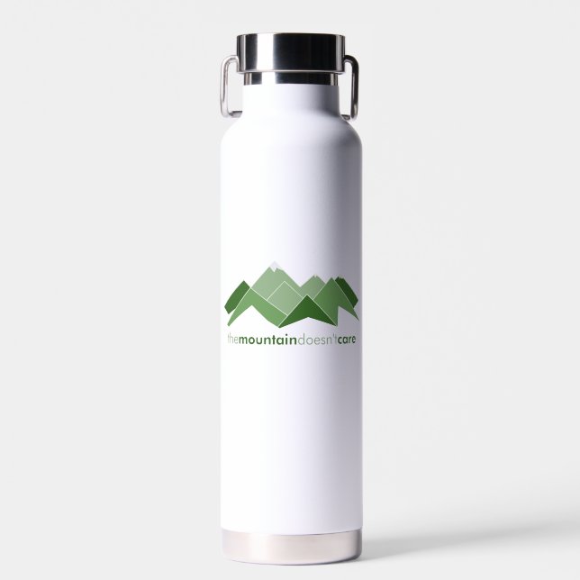 The Mountain Doesn't Care Water Bottle (Front)