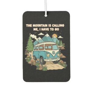 The Mountain Is Calling Retro Camper Van Nature  Car Air Freshener