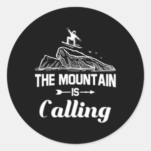 The Mountain Is Calling Snowboarder Snowboard Gift Classic Round Sticker