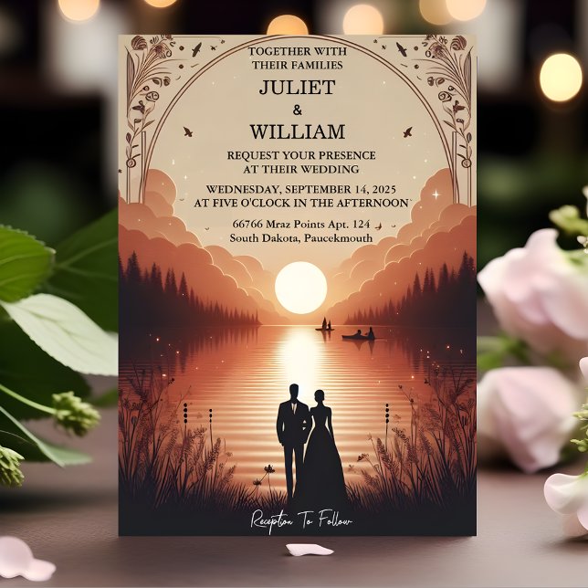 The Mountain Lakeside Forest Outdoor Lake Wedding Invitation (Creator Uploaded)
