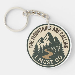 The Mountains Are Calling – Adventure Hiking Badge Key Ring