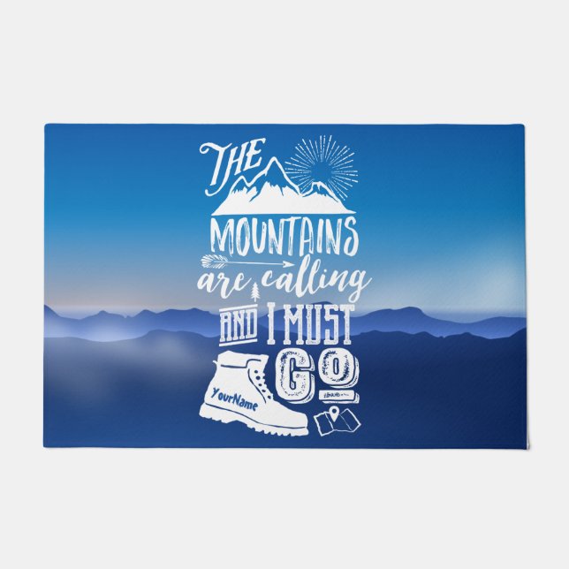 The Mountains are Calling and I Must Go Typography Doormat (Front)
