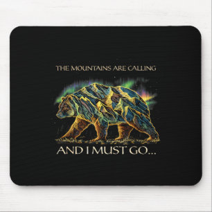 The Mountains are Calling Bear Hiking Nature Mouse Mat