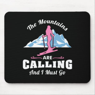 The Mountains Are Calling I Must Go Skiing Ski Slo Mouse Mat