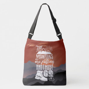 The Mountains are Calling I Must Go Typography Art Crossbody Bag