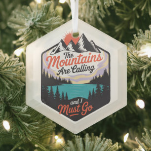 The Mountains Are Calling - Nature Adventure Glass Tree Decoration