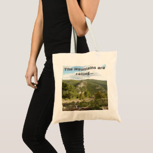 The Mountains Are Calling: Outdoor themed tote bag