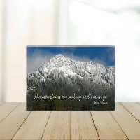 The Mountains are Calling Quote Snowy Mountain