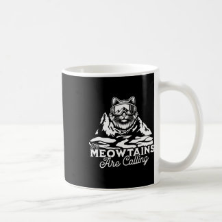 The Mountains Are Calling Snowboards Funny Cat Men Coffee Mug