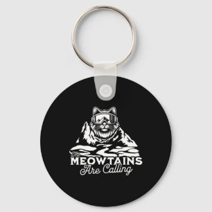 The Mountains Are Calling Snowboards Funny Cat Men Key Ring