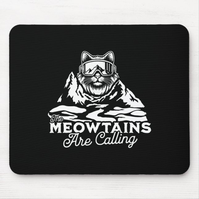 The Mountains Are Calling Snowboards Funny Cat Men Mouse Mat (Front)