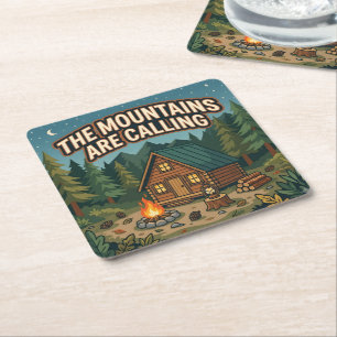 The Mountains Are Calling Square Paper Coaster