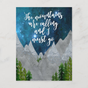 the mountains are calling typography postcard