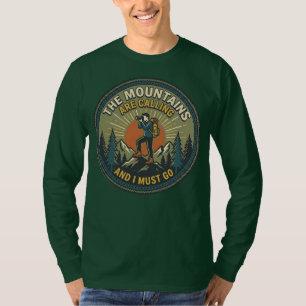 The Mountains Are Calling Vintage Hiking Badge T-Shirt