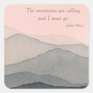 The Mountains are Calling Watercolor Square Sticker