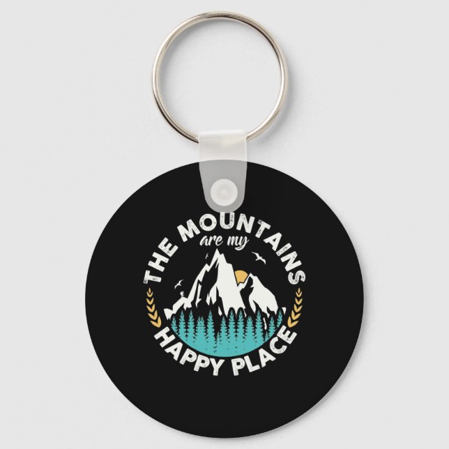 The Mountains Are My Happy Place Key Ring (Front)