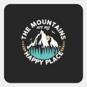 The Mountains Are My Happy Place Square Sticker