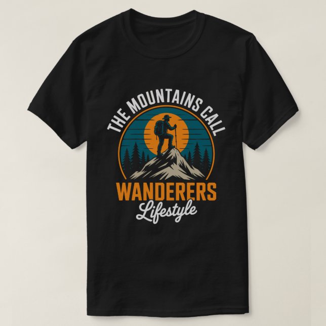 The Mountains Call Vintage Outdoor Adventure Tee (Design Front)