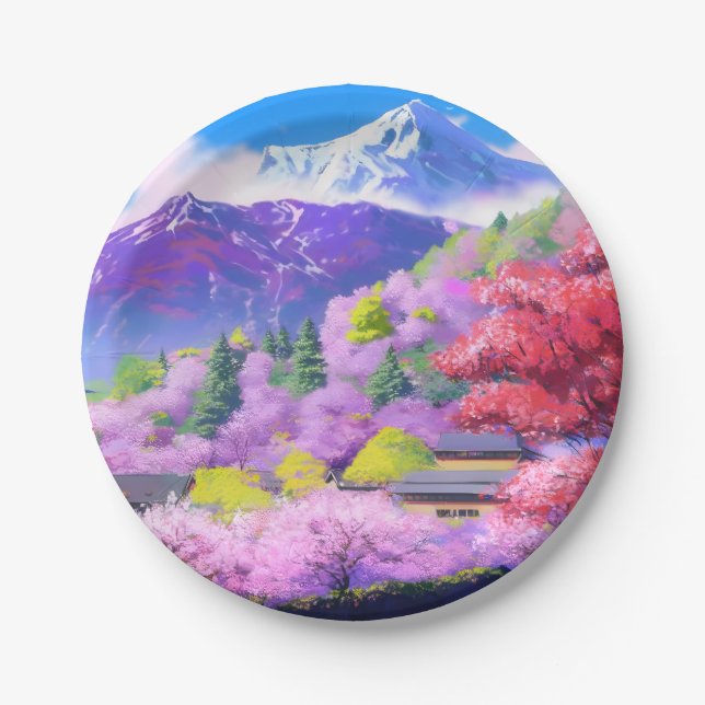 The mountains of japan paper plate (Front)