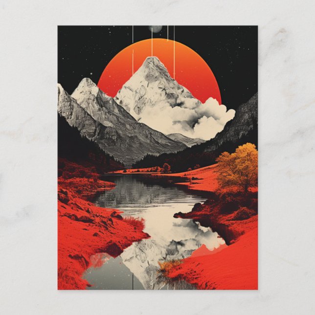 The Mountains, River, and Moon Postcard (Front)