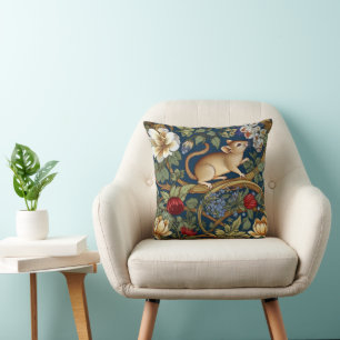 The mouse and flowers Art nouveau Cushion