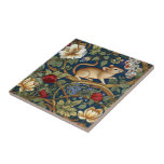The mouse and flowers Art nouveau Tile<br><div class="desc">The mouse and flowers Art nouveau style,  William Morris inspired art.</div>