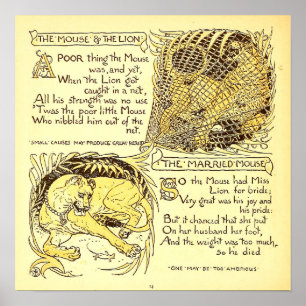 The Mouse and the Lion Walter Crane Poster