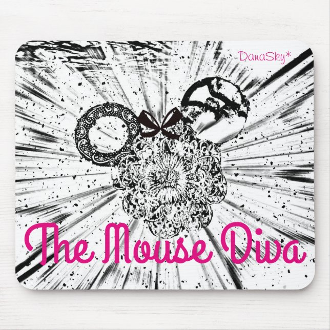 "The Mouse Diva" Mickey Head MOUSE PAD (Front)