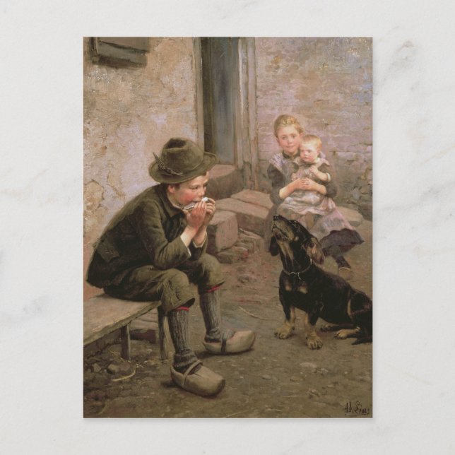 The Mouth Organ Player Postcard (Front)