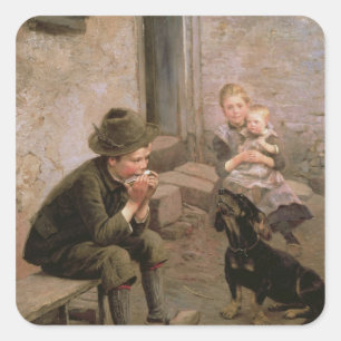 The Mouth Organ Player Square Sticker
