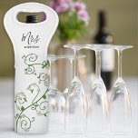 The Mrs. Floral Vine  Wine Bag<br><div class="desc">Elegant vine of white flowers climb the wine bag leading to Mrs.  Surname can be added.    Perfect gift for Wedding shower,  bachelorette party or bridal party.   Pair with our Groom Tuxedo wine bag for a cute gift for the newlyweds.</div>