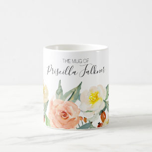 The Mug Of Modern Peach Watercolor Flowers