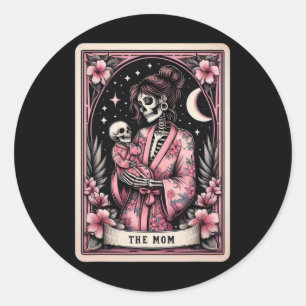 The Mum Tarot Card Mothers Day Pink Skeleton Mum B Classic Round Sticker