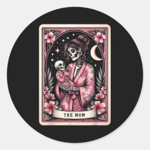 The mum tarot card skeleton mama coffee happyThe m Classic Round Sticker