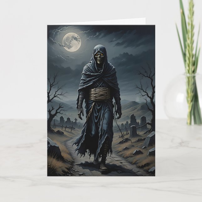 The Mummy Walks Halloween Card (Front)
