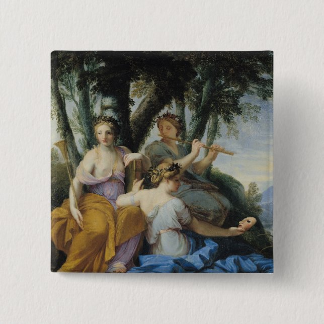The Muses, Clio, Euterpe and Thalia, c.1652-55 15 Cm Square Badge (Front)